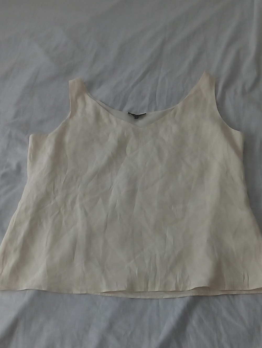 Lafayette 148 New York Silk Cream V-Neck Sleeveless Tank Top Size 14